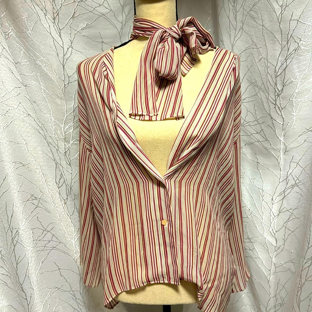 Pinstriped button-down with tie